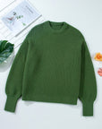 Solid Textured Knit Crewneck Sweater