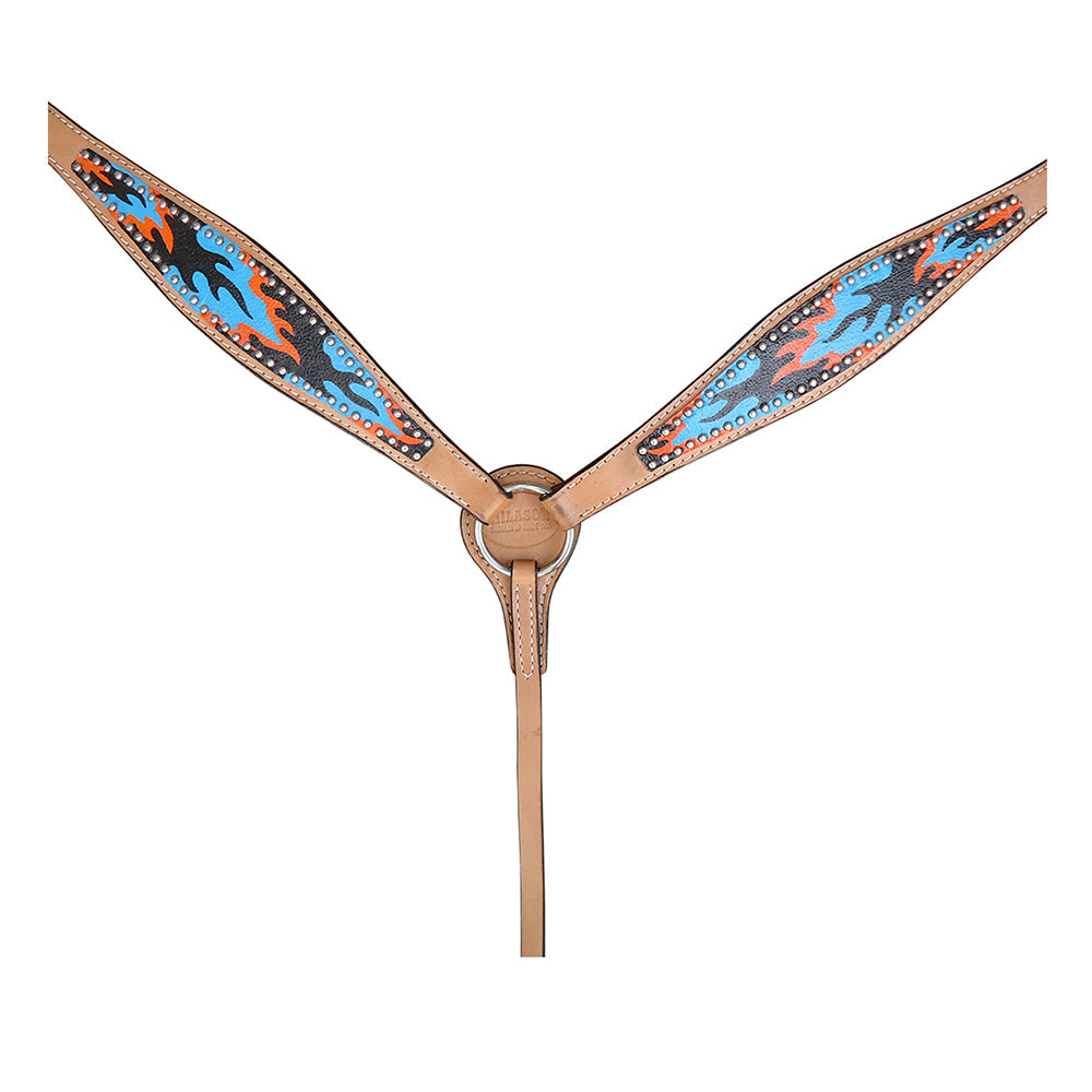 HILASON W. H. Leather Headstall &amp; Breast Collar Set Turquoise Flame –
