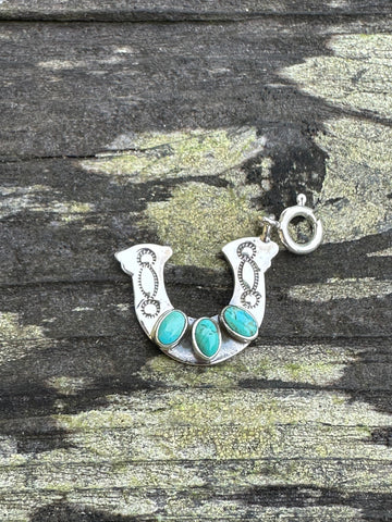 Sterling Silver and 3 Stone Turquoise Horse Shoe Charm