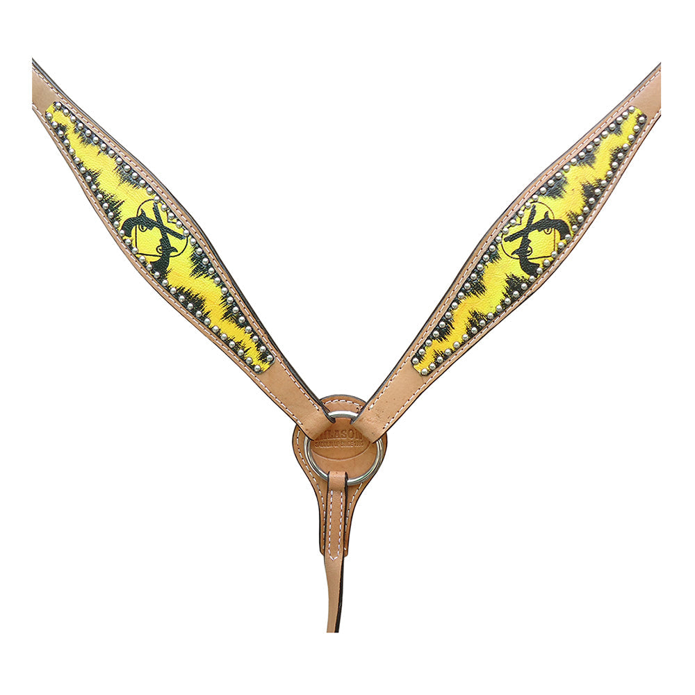 HILASON W. H. Leather Headstall &amp; Breast Collar Set Cross Gun –