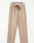 Leopard Corduroy Drawstring High Waist Pants
