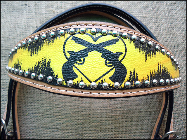 HILASON Western Horse Leather Headstall &amp; Breast Collar Set Cross Gun