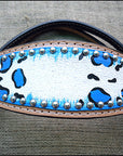 HILASON Western Horse Leather Headstall & Breast Collar Set Turquoise Leopard