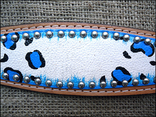 HILASON Western Horse Leather Headstall &amp; Breast Collar Set Turquoise Leopard