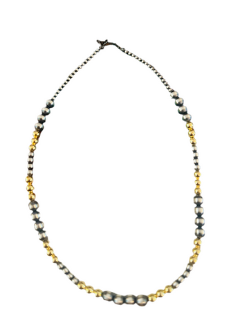 Navajo Sterling Silver & Gold Beaded 16” Necklace - Everest Ranch