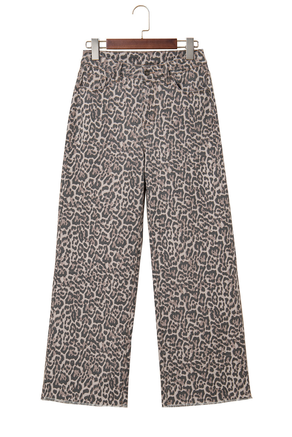 Leopard Frayed High Waist Jeans