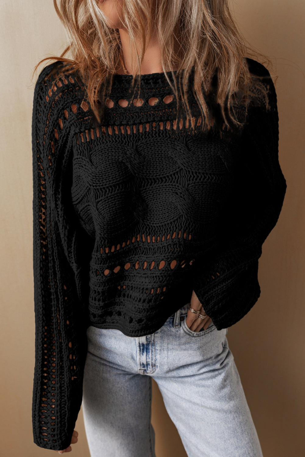 Emma Cable Knit Cropped Sweater