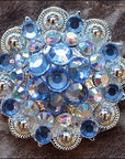 Aquamarine Ab Crystals 1-1/4In Berry Headstall Saddle Hilason