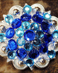 Hilason Turquoise Blue Crystals 1-1/4 Berry Concho Rhinestone Saddle Tack