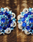 Hilason Turquoise Blue Crystals 1-1/4 Berry Concho Rhinestone Saddle Tack