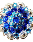 Hilason Turquoise Blue Crystals 1-1/4 Berry Concho Rhinestone Saddle Tack