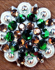 Brown Green Crystal Berry Headstall Saddle Cowgirl Hilason