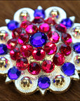 Blue Pink Crystal 1-1/4In Berry Headstall Saddle Hilason