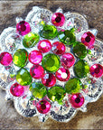 Hilason Peridot Green Fuchsia Crystal Berry Concho Rhinestone Tack Saddle