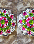 Hilason Peridot Green Fuchsia Crystal Berry Concho Rhinestone Tack Saddle