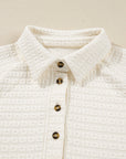Pineapple Textured Half-Button Collared Sweatshirt