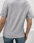 Alma Ribbed Splicing Sleeve Round Neck Top