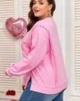 Plus Size Bow Lace Embroidered Dolman Sleeve Sweatshirt