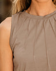 Naya Pleated Detail Round Neck Tank Top