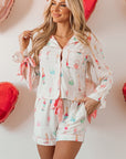 Christmas Wine Glass Bow Knot Pajama Set