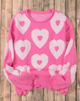 Valentine Heart and Floral Pearl Beaded Sweater