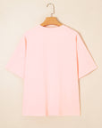 Plus Size Star Eyelet Knit Patchwork T-Shirt