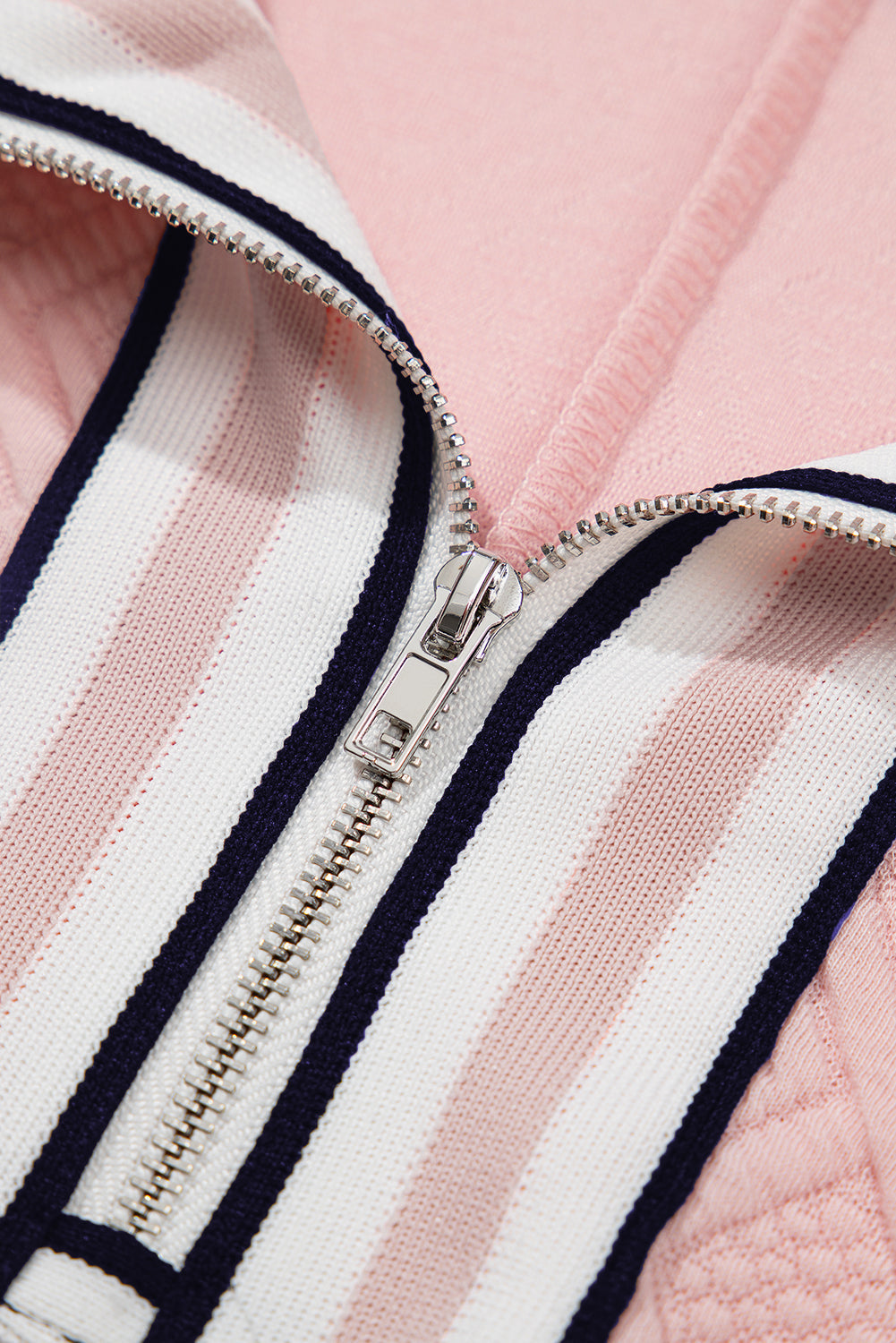 Stripe Contrast Collar Textured Blouse