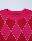 Glitter Rhombus Geometric Knit Crewneck Sweater