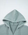 Solid Ribbed Drop Shoulder Hoodie