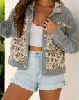 Floral Patchwork Ribbed Corduroy Shirt Jacket