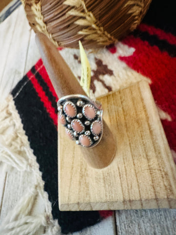Old Pawn Vintage Navajo Sterling Silver & Mother of Pearl Ring Size 7