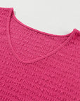 Siena Textured Rolled Sleeve V Neck Tee