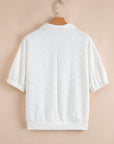 Kami Striped Collar Textured Blouse
