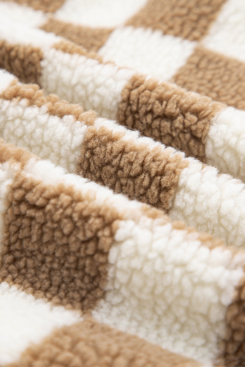 Checker Sherpa Button Front Chunky Jacket