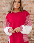 Stripe Patchwork Long Sleeve Colorblock Sweatshirt