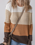 Madison Colorblock Cable Knit Sweater