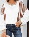 Stripe Colorblock Patchwork Contrast Stitch Sweatshirt