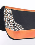Hilason Western Wool Felt Horse Saddle Pad With Cheetah Print Leather