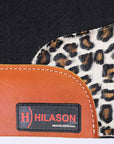 Hilason Western Wool Felt Horse Saddle Pad With Cheetah Print Leather