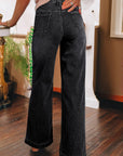 Denim Patch Pocket Wide Leg Jeans