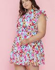 Lenora Ruffled Cap Sleeve Plus Size Mini Dress