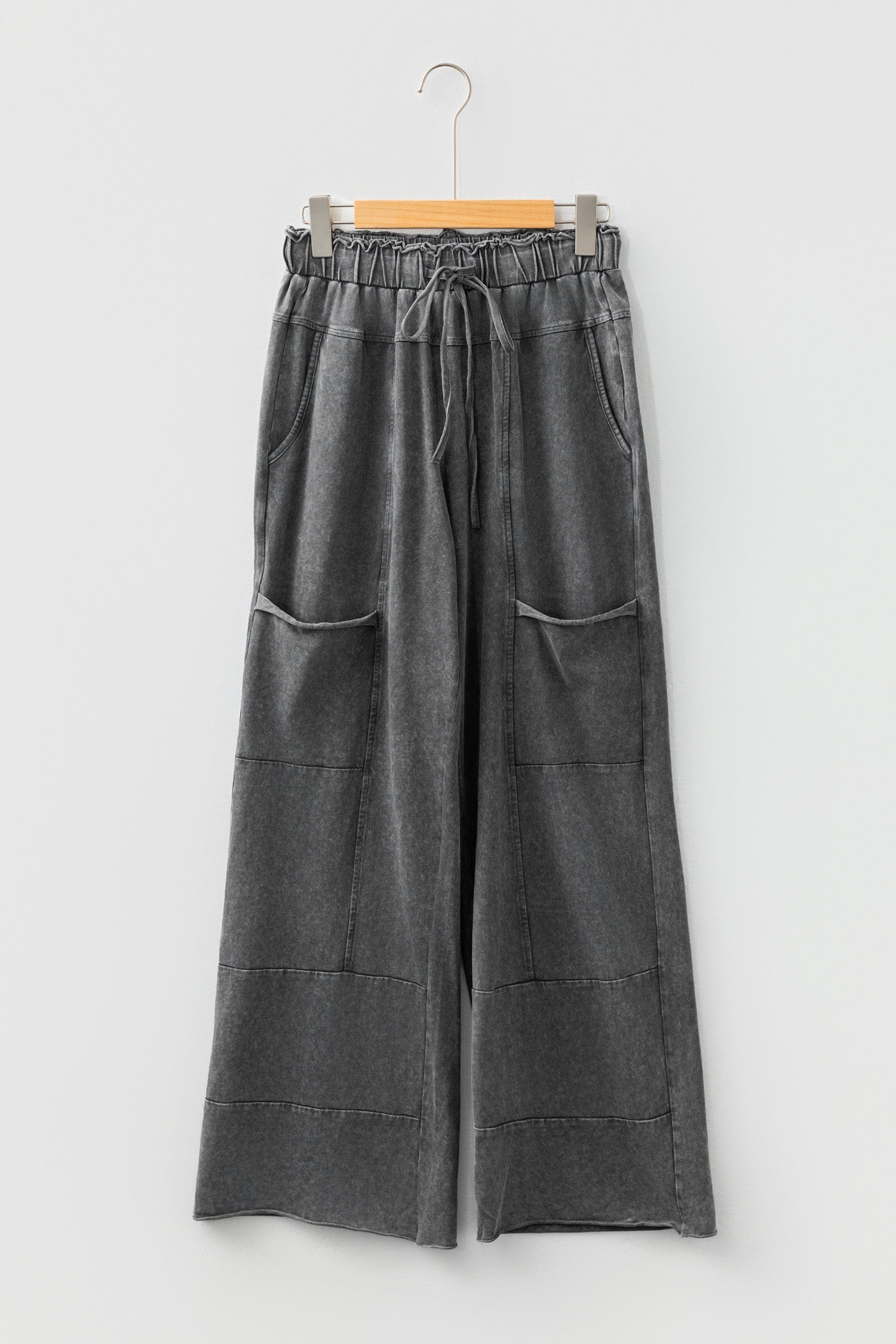 Mineral Wash High Waist Raw Hem Pants