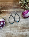 Mixed Turquoise & Spiny Oyster Teardrop Earrings – Sterling Silver Pearls