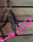 Hot Pink Honeycomb Tooled Lariat & Leather Combo Halter