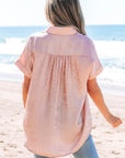 Kiana Metallic Buttoned Loose Fit Short Sleeve Shirt