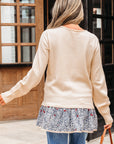 Mary Cable Texture Bohemian Ruffle Hem Sweater