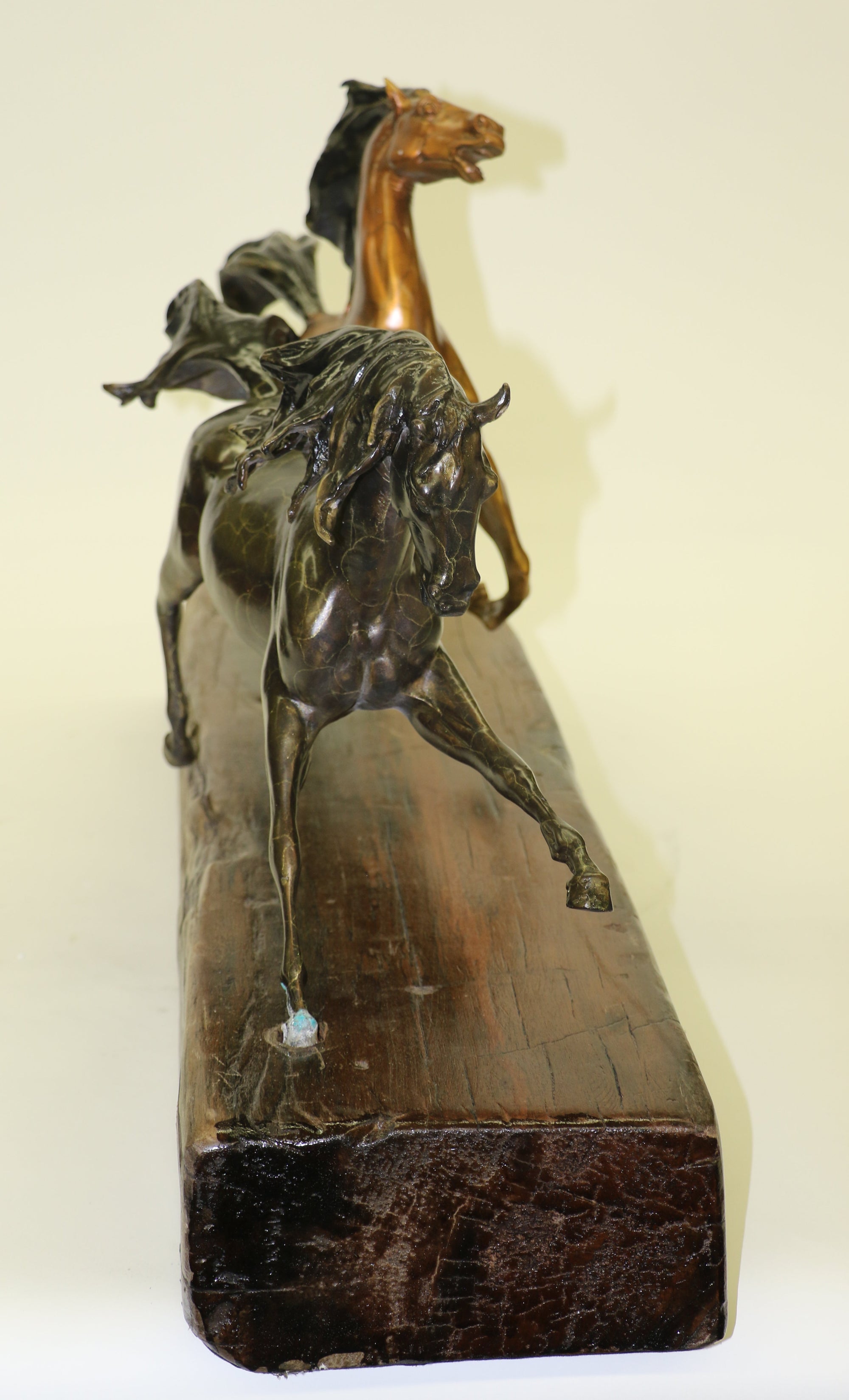 Limited Edition Two Galloping Horses Hand Painted Museum Quality Bronze Artwork