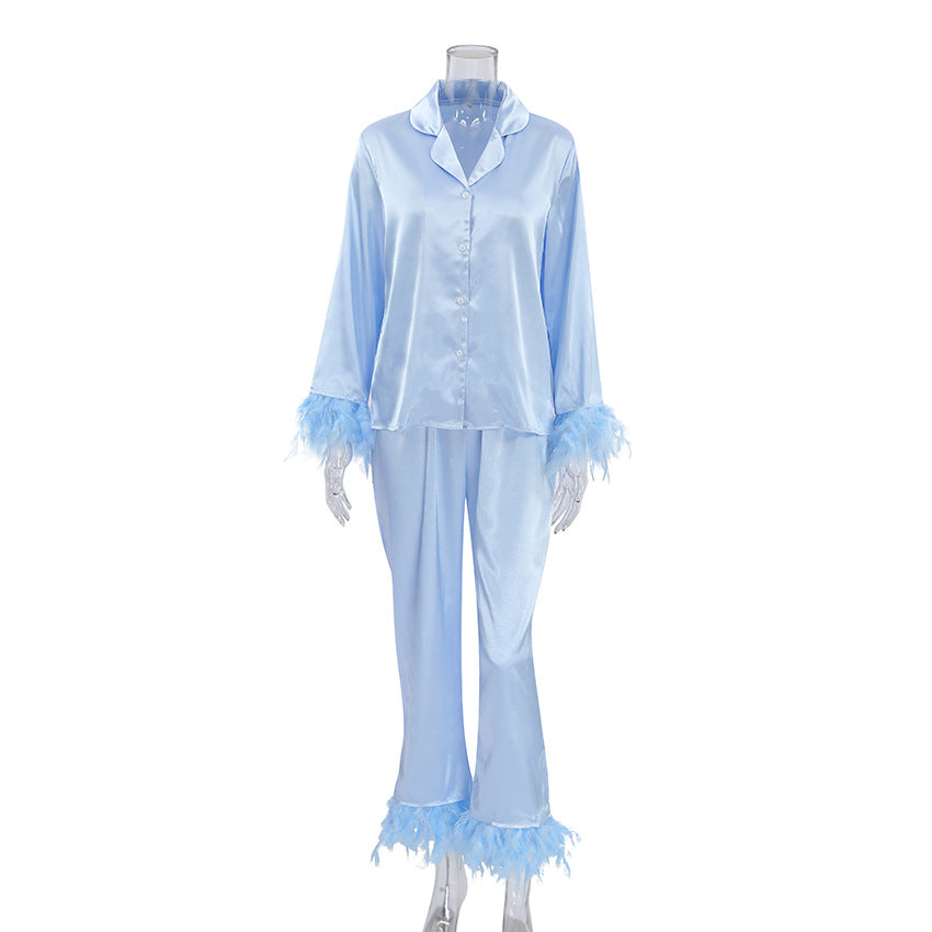Heavenly Feathered Silk Pajamas in color options