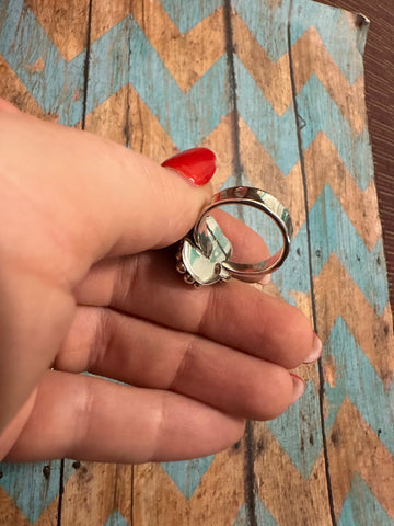 Handmade Palomino & Turquoise Sterling Silver Flower Ring–Unique Gift