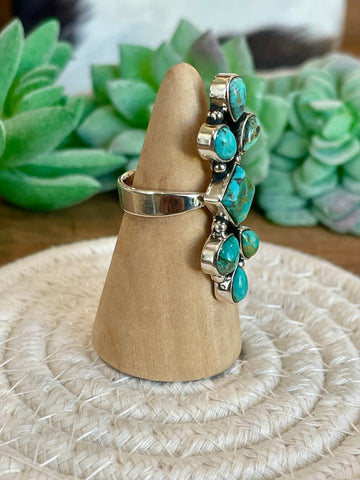 Handmade Turquoise And Sterling Silver Adjustable  Ring